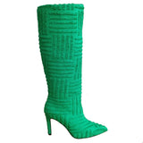 New Fashion Socks Shoes Comfortable Pointed Toe Stretch Knee High Heels Party Sexy High Heels Women's Shoes Large Size