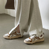 2022 Flats Sneakers Women Shoes Natural Genuine Leather Flat Platform Shoes Lace Up Causal Footear Ladies Big Size