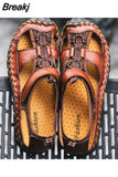 Sandals Leather Outdoor Men Beach Shoes Luxury Breathable Casual Sandals Man Wading Shoes Non-slip Comfort