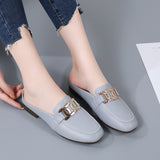 Breakj Metal Buckle Half Slippers Women's Spring New Lazy Women's Shoes Wearing Slippers Net Red Cold Drag Ins Trendy
