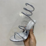 Strap High Heel Sandals Women Summer 2024 Ankle Strap Banquet Party Shoes Narrow Band High Heels Ladies Gladiator