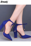 Women's High Heel Shoes Spring and Autumn Season Pointed Lacing Sexy Fashion Thick Heel Casual Large Women's Shoes