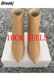 Fashion Women 10cm High Heels Boots Winter Stiletto Heels Black White Ankle Boots Plus Size 42