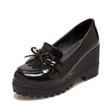 Breakj New Small Size 33 High Heel Tassel Slope Heel 40-43 Large Size Casual Women's Singles Shoes