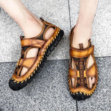 Sandals Leather Outdoor Men Beach Shoes Luxury Breathable Casual Sandals Man Wading Shoes Non-slip Comfort