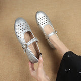Breakj Hollow Ballet Mary Jane Shoes Women 2025 New Breathable Soft-Soled Sandals Flat Comfortable Single