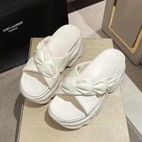 House Slippers Platform Slides Slipers Women Heeled Mules Black Sandals Fashion Lady 2024 High Summer Beige Luxury