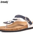 Fashion Cork Flip Flops Slippers 2023 New Women Summer Beach Casual Buckle Outside Non-slip Slides