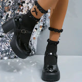 High Heels Mary Jane Shoes for Women Pu Leather Chunky Platform Pumps Woman Gothic Buckle Strap Lolita Shoes Size