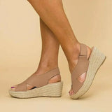 Sandal Shoe Summer Heels Med Clogs Wedge Espadrilles Platform Large Size Suit Female Beige Without Girls Fashion Handmade