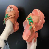 House Slippers Platform Slides Slipers Women Heeled Mules Black Sandals Fashion Lady 2024 High Summer Beige Luxury