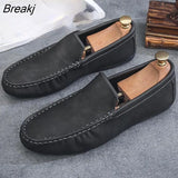 2022New Summer Breathable Men Loafers Moccasins Fashion Spring Casual Hollow Out Suede Comfort Soft