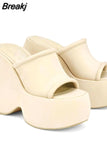 Dropship Brand New 2023 Summer Chunky Platform Wedges Women Slipper Mules Shoes Comfy Fashion Woman Shoes