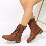Breakj And Winter New Large Size 43 Flat Bottom Martin Boots Women's High-Tipper Zip Women Belt Buckle