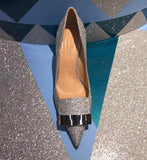 Women Party Bridal Wedding Shoes Luxury Pumps Metal Plate Glitter High Heels Ladies Stiletto Dress Pointed Toe Bombas