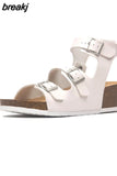Fashion Summer Women Wedge Cork Sandal 2023 New Beach Outside Non-slipe Trifle Platform Med Heel Sandalias