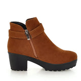 2023 top quality dropship big size 48 chunky heels ankle boots women shoes woman add plush winter boots shoes
