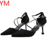 Sexy Stiletto Slip-On Women Pumps Plaid Pointed Toe Shallow Thin Footwear Party Ladies Beige Shoes High Heels Dress Pumps