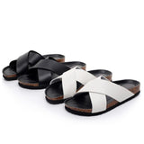 2023 Unisex Fashion Men Beach Cross Cork Slippers Summer Solid Color Non-slip Outside Women Slide Shoe High