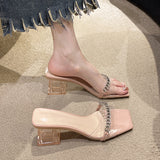 Breakj Fragrant Breeze Cool Slippers Women Wear Exquisite 2025 Spring And Summer New Fairy Wind Coarse And Crystal High-Heecks