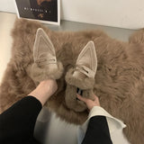 Women Thick Fur Winter Slippers Warm Shoes Slippers Platform Heels Casual Cotton Home Slides Boots 2023 New Plush Women