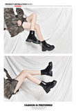 Botas Women Motorcycle Ankle Boots Wedges Female Lace Up Platforms Spring Black Leather Oxford Shoes Woman 2021 Botas