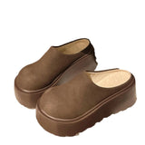 Breakj Head Women's Shoes 2025 New Plus Velvet Thick-Bottomed Slippers Outside Bokensong Cake Cotton