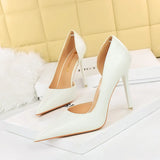 Breakj Retro Sexy Nightclub Show Thin High Heels Women's Shoes Ultra High Heel Shallow Mouth Pointed Head Side Hollow Out Single