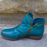 PU Leather Ankle Boots Women Autumn Winter Zipper Vintage Women Punk Boots Flat Ladies Shoes Flat Short Snow Boots
