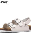Fashion Double Buckle Cork Sandals 2023 New Women Summer Beach Casual Outside Non-slip Sandalias