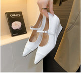 Silver Slope With Shallow Mouth With Single Shoes 2025 Spring And Summer New High Heel Patent Leather Mary Jane Women