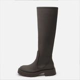 High Quality Ins Women Long Rain Boots Knight Boots Flat Heel Shoes Women Winter Warm Knee High Boots Fashion Female