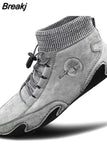 Men's Leather Casual Shoes 2023 Waterproof Lightweight High Top Sneakers Boots Non Slip Winter Shoes Men Loafers Walking