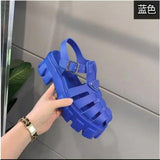 Breakj Roman Women's Sandals Women's 2023 New Summer Breathable Bag Head Height Anti-Slip Coarse Heel Hollow Women's