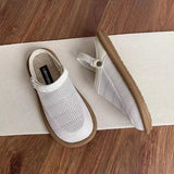 Breakj Linen Sandals Women One Shoe Two Soft Sole Tou Half Slippers Outside The Gas Mesh One Foot Pedal