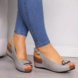 Breakj Summer New Retro Romanpoo Heel Women's Shoes Comfortable Soft-Soled Fish Mouth Sandals