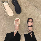 Sandals Women's 2022 Summer Women's Thick Sole Platform Flat Shoes Women's Fashion Cross Strap Sandals Women's