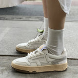 Sneakers Genuine Leather Shoes Woman Flat Lace up Shoes Round Toe Ladies Footwear 2021 Autumn Flats Casual Shoes