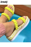 Women Sandals Platform Sandals Shoes Women Bow 2023 Summer Sandals Slipper Indoor Outdoor Flip-flops Beach Shoes Female