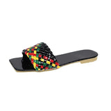 Women Braided Slippers Beach Candy Colors Charm Summer Open-toe Flat Slippers Large Size 42 Vacation Casual Women