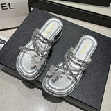 Breakj Red Water Drill Slippers Women Wear 2025 Summer Thick Bottoms And Two Wearing Butterflies Sandals Fairy Wind And Cool