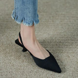 2023 New Fashion Black Fashion Slingback High Heels Thin High Heels Pointed Toe Slip on Pink Temperament