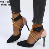 Quality Women Pumps Ankle Strap Thin High Heels 2021 New Fashion Luxury Women Shoes Wedding Bridal Shoes