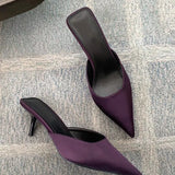 Breakj Single Shoes 2025 Spring New French Silk And Satin Fine Heel Single Shoes High-Value Tip High-Heeled High-Heeled