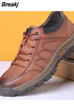Brand New Men Casual Shoes Spring Split Leather Thick Buttom Wear-resistant Shoes British Style Men's Fashion Sneaker