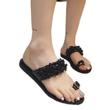 Version Of The New One-Word Slippers Women's Summer Fashion Water Drill Flat Bottom Leisure Cover Cool Drag Outside Wearing Beach