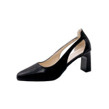 Spring / Summer 2024 Fashion Commuter Single Shoes Women's Thick Heel Women's Shoes Hollow Square Head Retro Fairy High