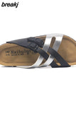 2023 Summer Cross Cork Slipper New Fashion Women Casual Beach Slip on Outside Non-slip Slides