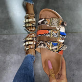 Outdoor Sandals Women's Comfortable Casual New Metal Buckle Rivet Black Orange Pink Open Toe Slippers Large