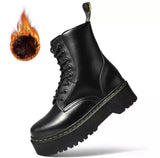 Martens Boots Women Shoes 2021 New Black Leather Ankle Boots Women Punk Shoes Thick Bottom Motorcycle Boot De